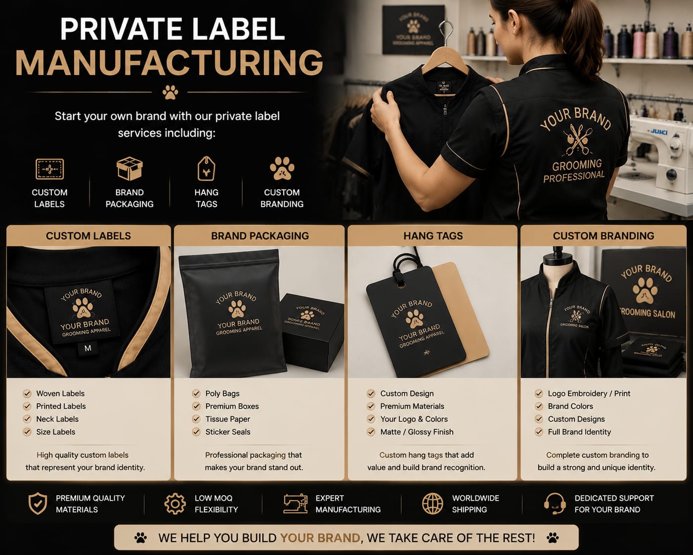 Private Label Dog Grooming Apparel Manufacturer