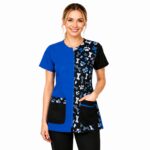 Premium Blue & Black Dog Grooming Tunic Uniform for Professional Pet Groomers