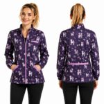 Purple Pet Grooming Jacket with Poodle Print Design
