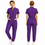 Professional Purple Dog Grooming Jumpsuit with Utility Pockets