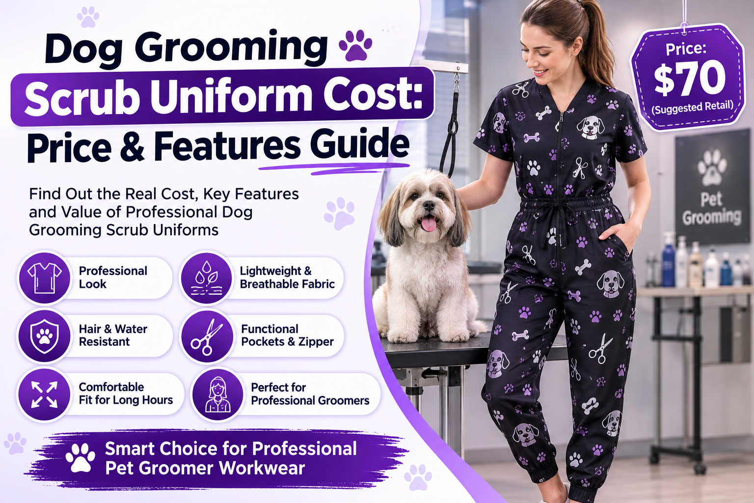 Dog Grooming Scrub Uniform Cost & Features Guide