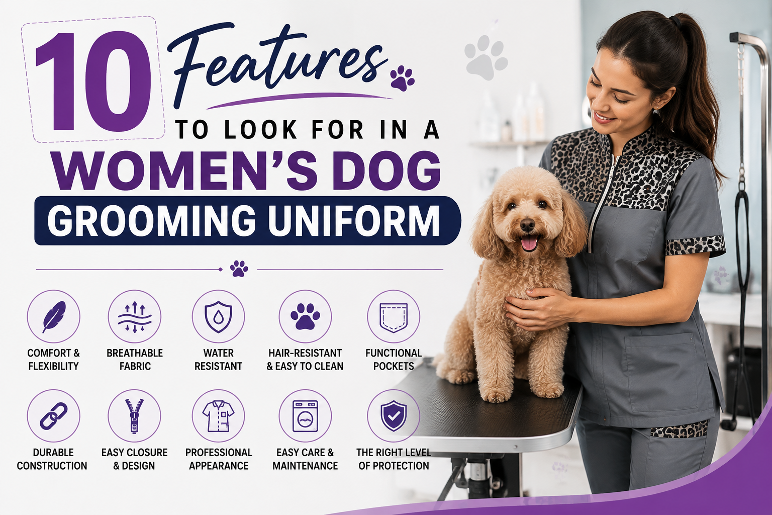 10 Features of a Women’s Dog Grooming Uniform