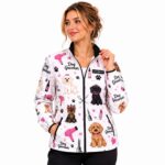 Dog Grooming Jacket – Printed Professional Grooming Smock with Zipper & Pockets